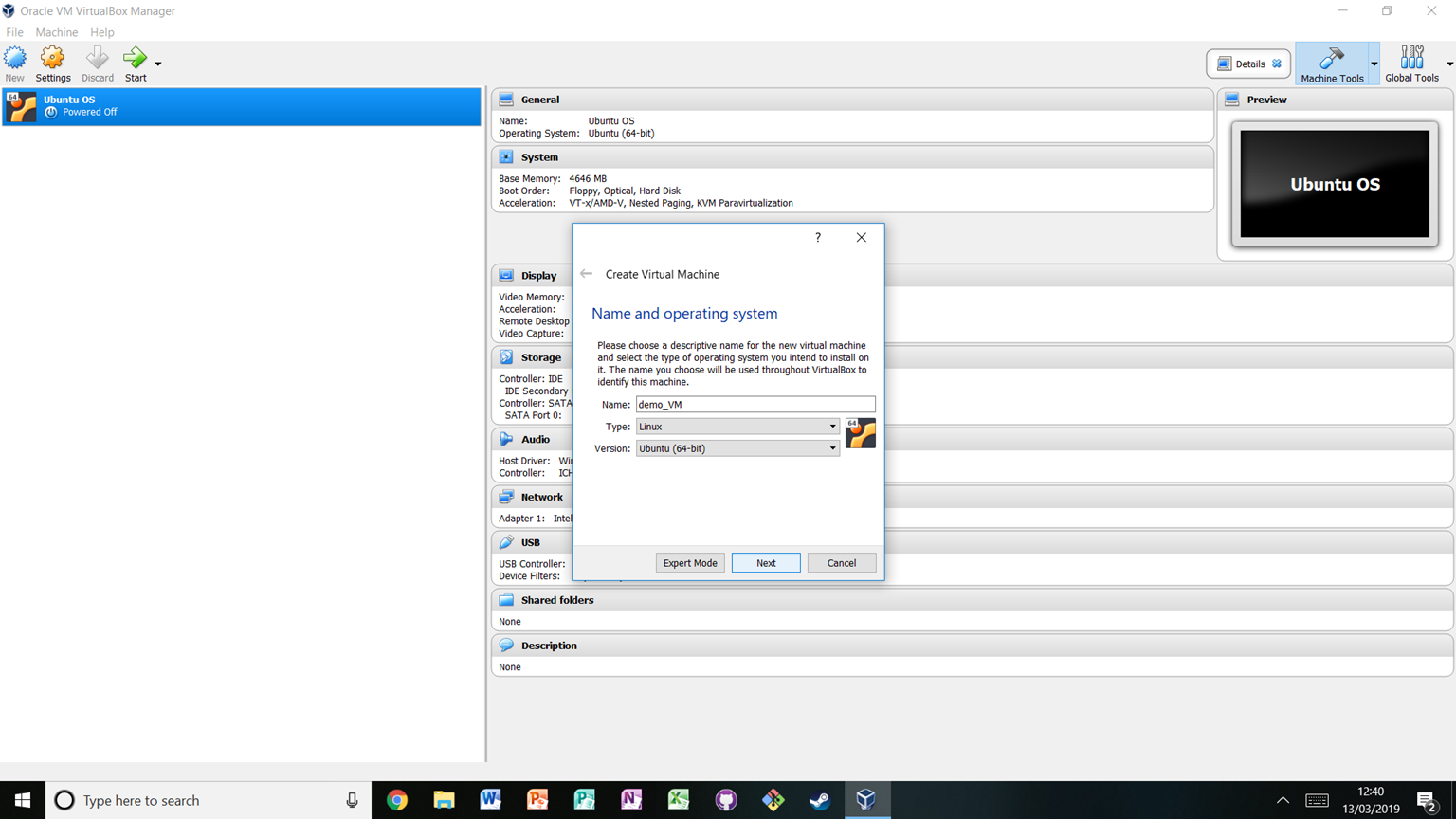 A screenshot showing a Virtual Machine is created.